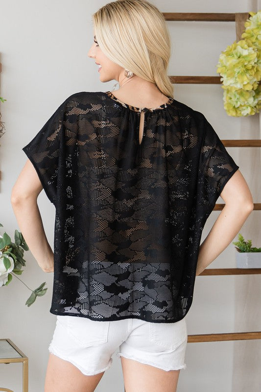 Mesh with Cheetah Top