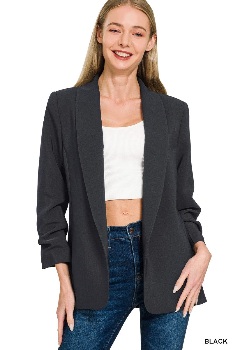 3/4 Ruched Sleeve Blazer