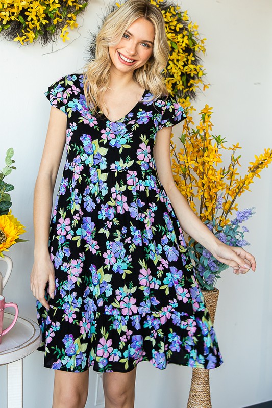 Floral Ruffle Hem Dress