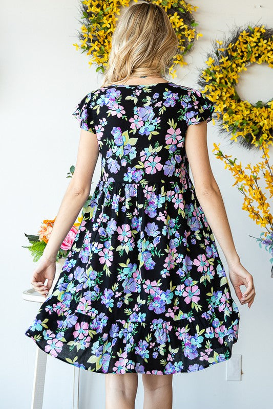 Floral Ruffle Hem Dress