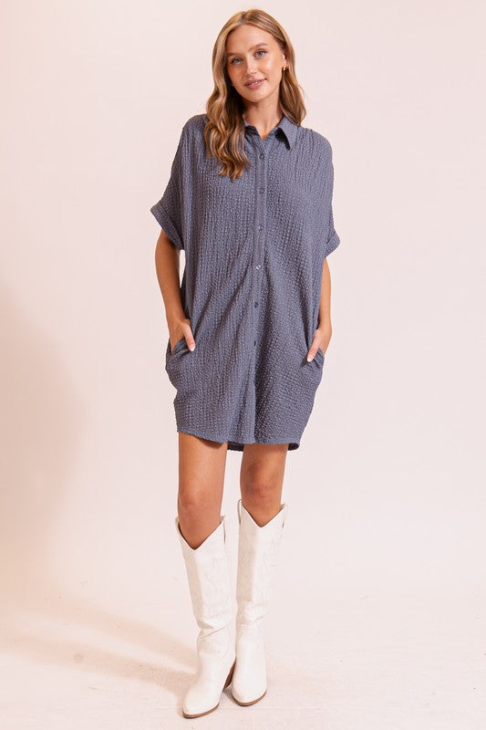 Crinkle Shirt Dress