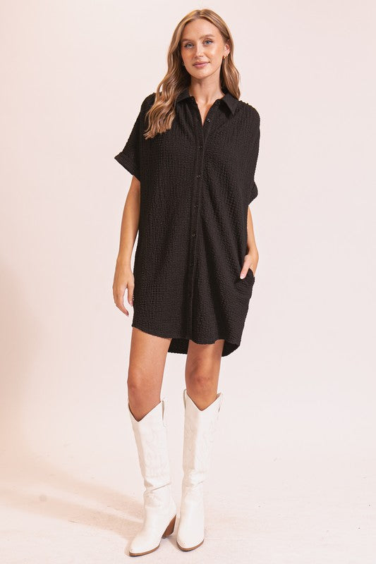 Crinkle Shirt Dress