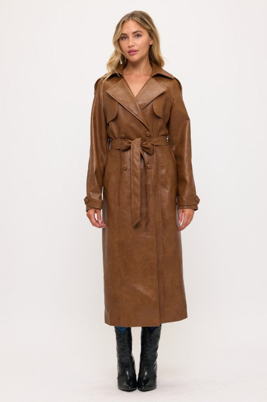 Camdin Vegan Leather Trench