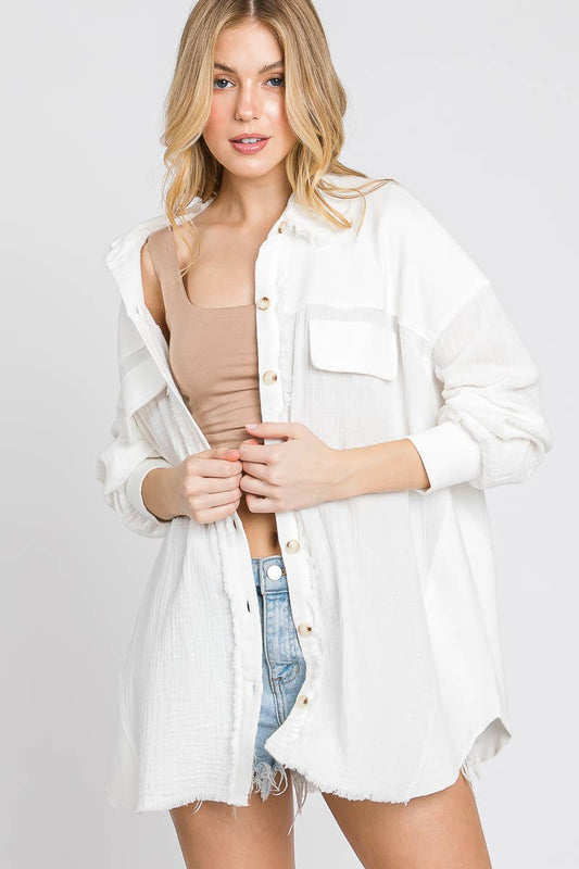 Mineral Washed Gauze Top.