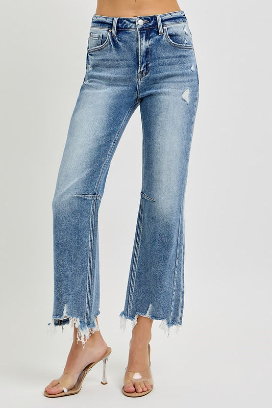 Airee HR Crop Straight Distressed Hem