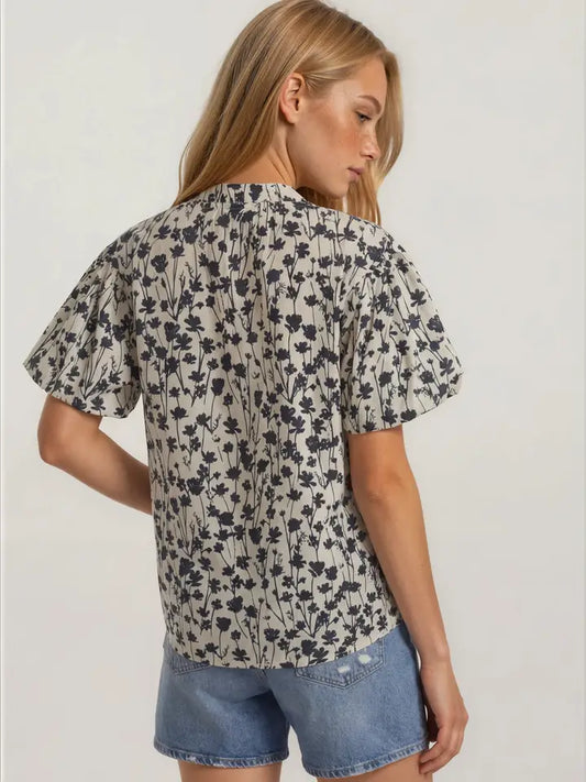 Voille Black Floral Top