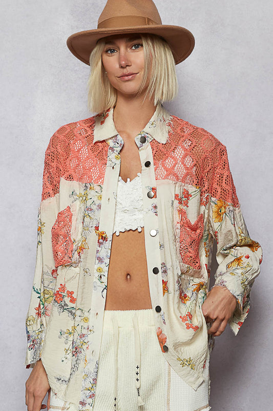 Coral Blooms Blouse