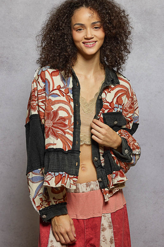 Rustling Petals Quilted Shacket