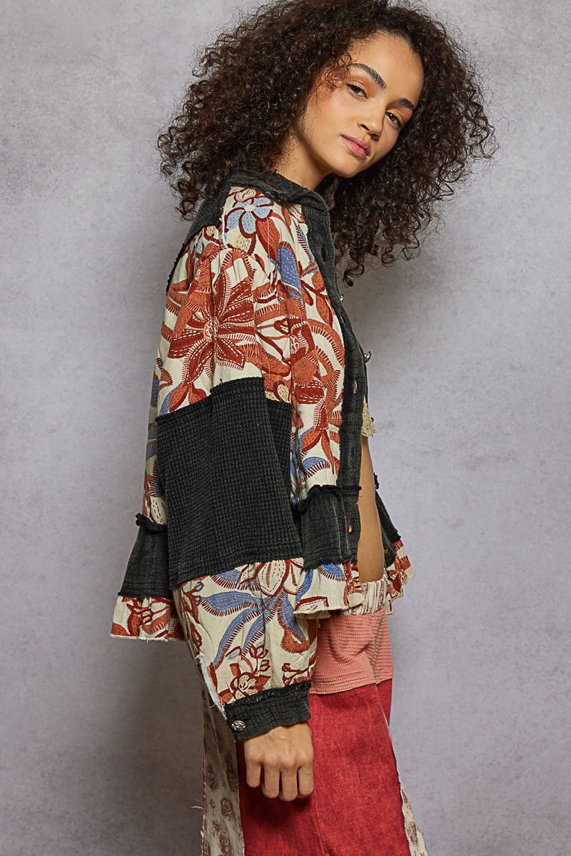 Rustling Petals Quilted Shacket