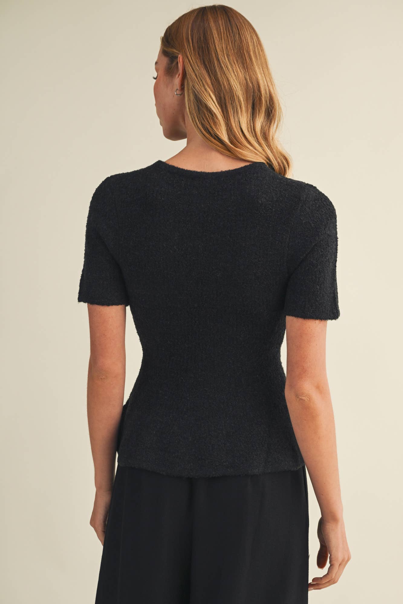 Bouclé Knit Peplum Pullover