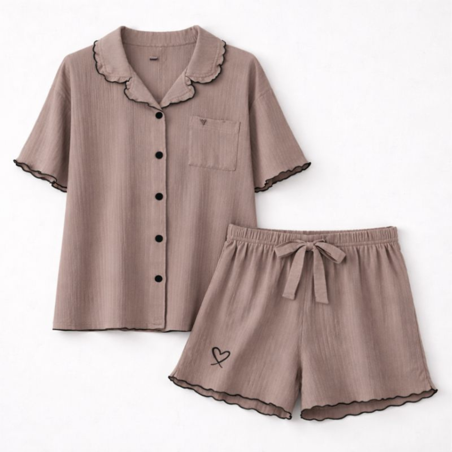 Sweetheart Trim Pajama Set