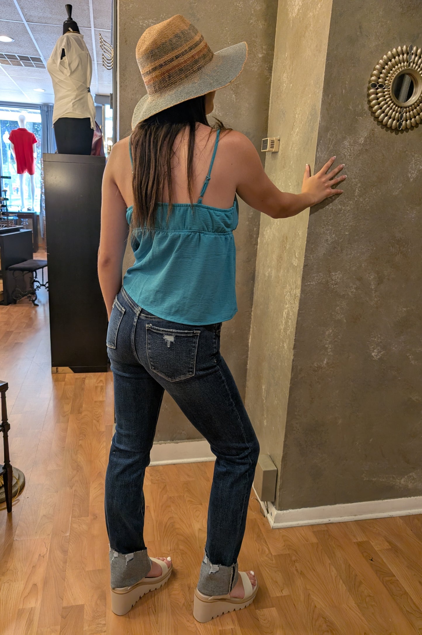 Lesli MidRise Cuffed Slim Straight