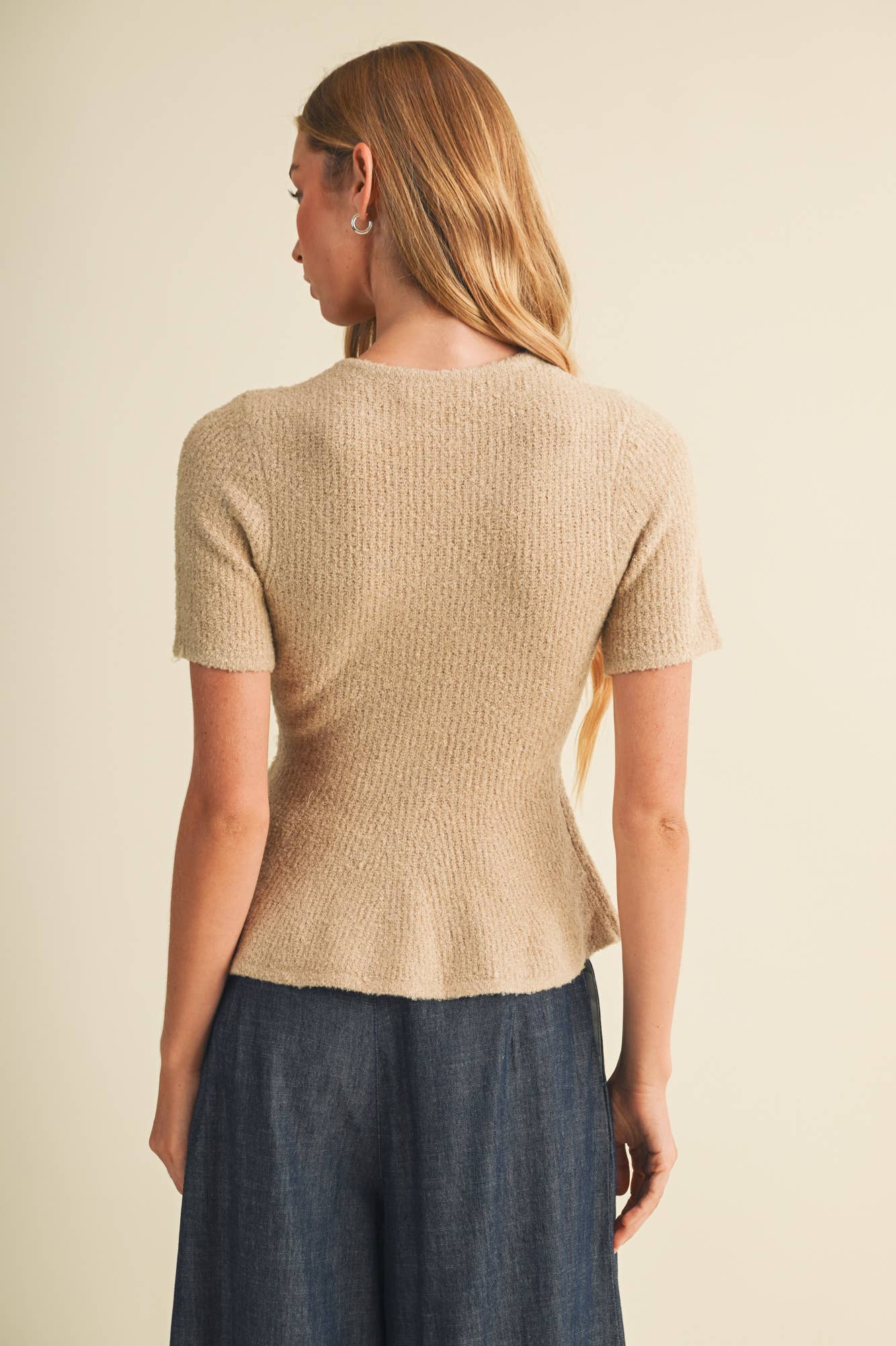 Bouclé Knit Peplum Pullover