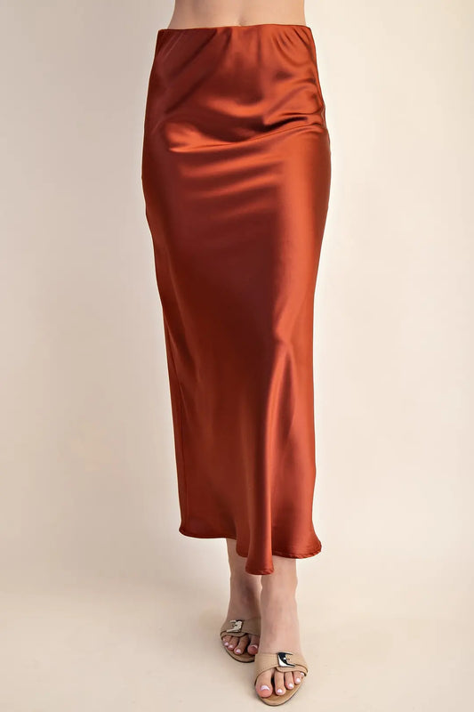Lustrous Satin Midi Skirt