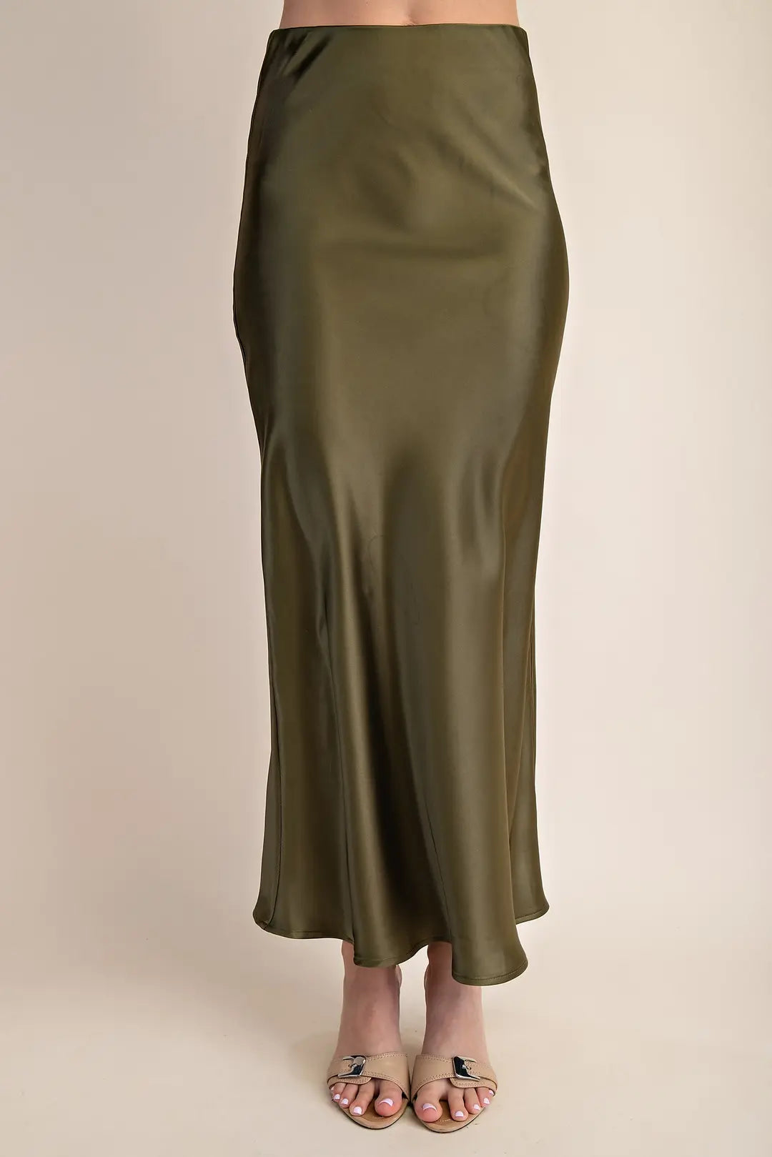 Lustrous Satin Midi Skirt