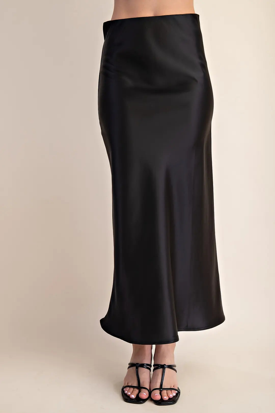 Lustrous Satin Midi Skirt