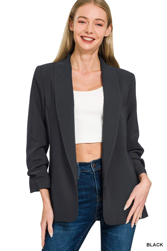3/4 Ruched Sleeve Blazer