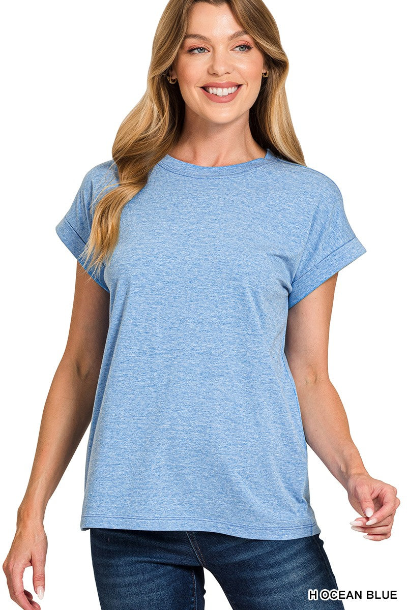 Cotton Folded Sleeve T-Shirt