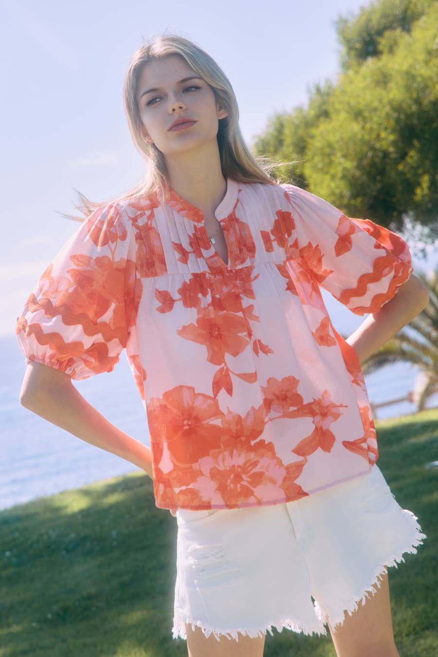 Apricot Blooms Blouse