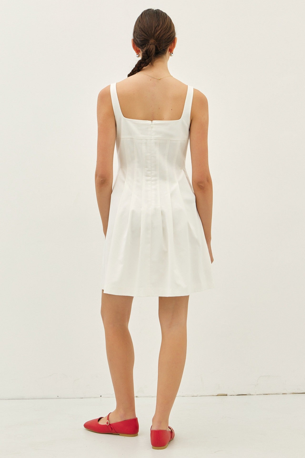 Sleeveless Pleated Mini Dress