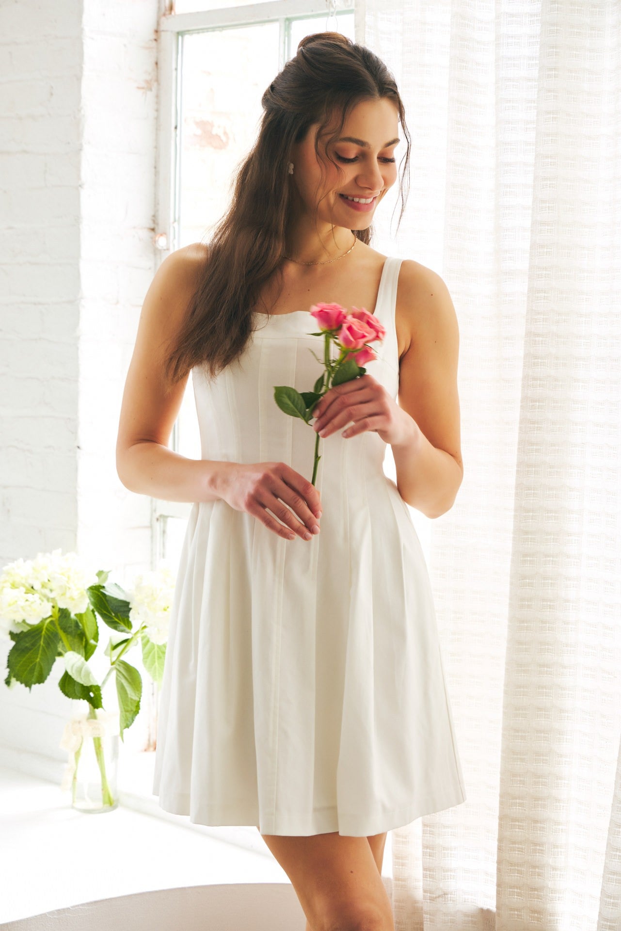 Sleeveless Pleated Mini Dress