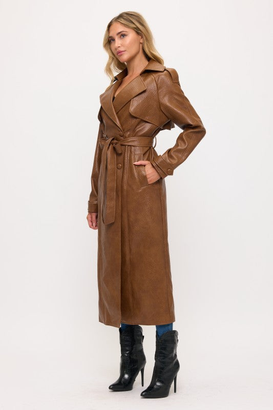 Camdin Vegan Leather Trench