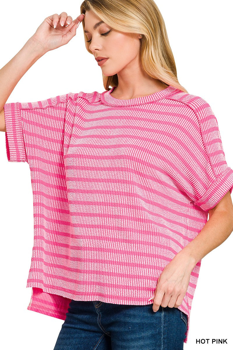 Raised Rib Striped Top