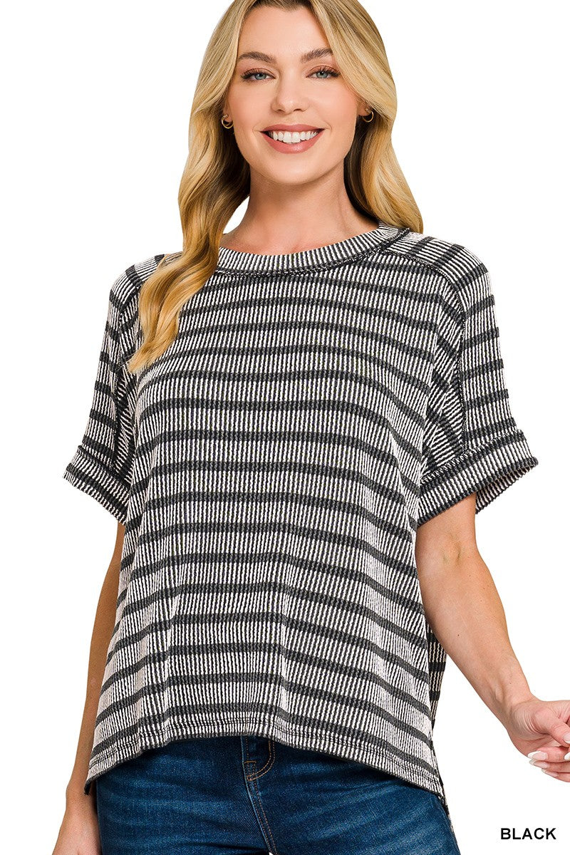Raised Rib Striped Top