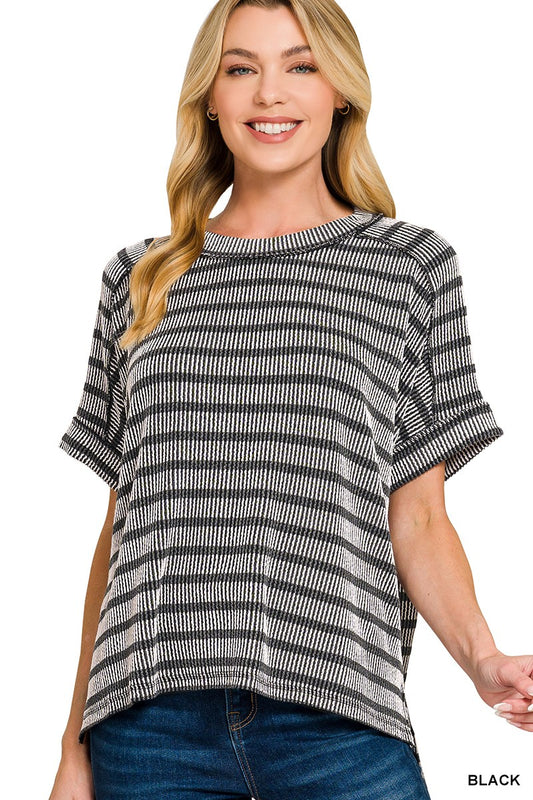 Raised Rib Striped Top