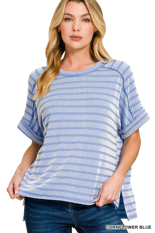 Raised Rib Striped Top