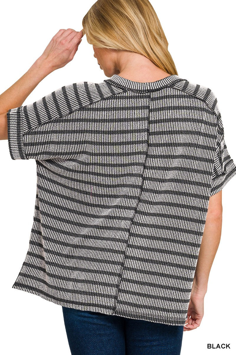 Raised Rib Striped Top