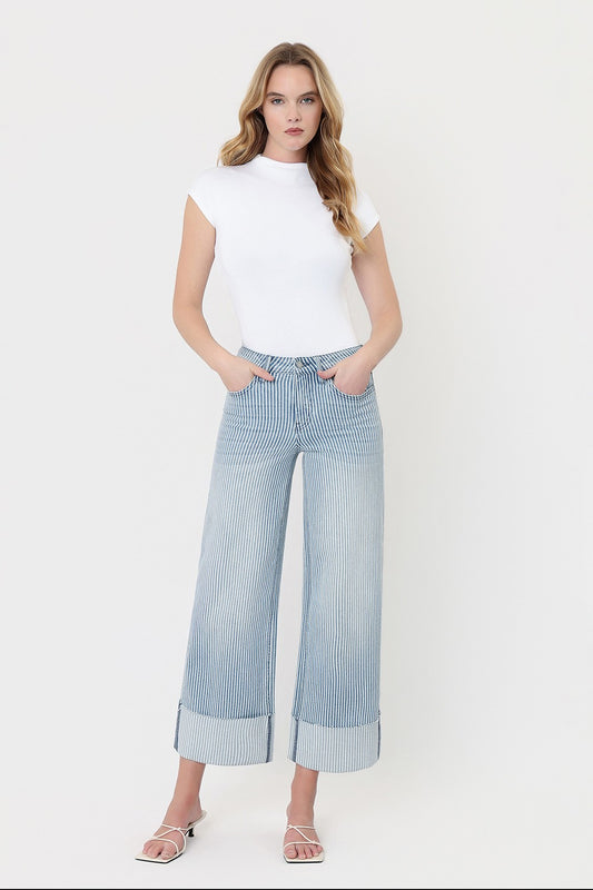 Sheila HR Crop Stripe Wide Leg