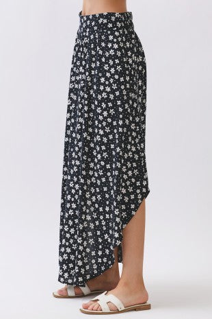 Ditsy Floral Curved Maxi Skirt