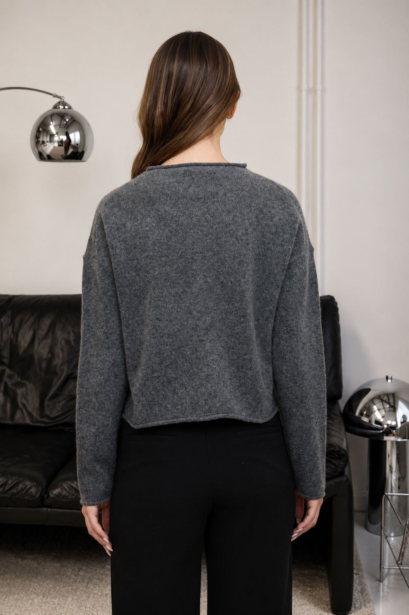 Raw Edge Mock Neck Cardigan