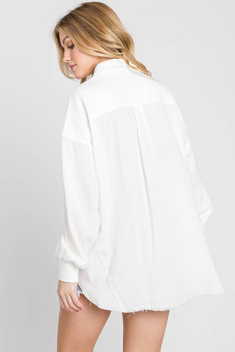 Mineral Washed Gauze Top.