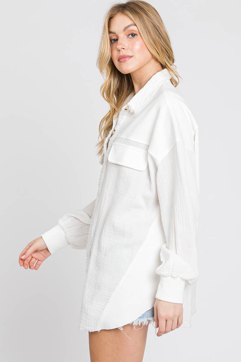 Mineral Washed Gauze Top.