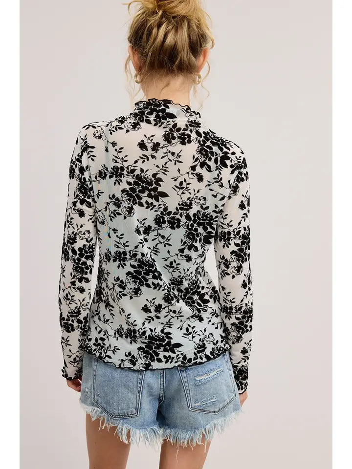 Flocked in Velvet Lace Top