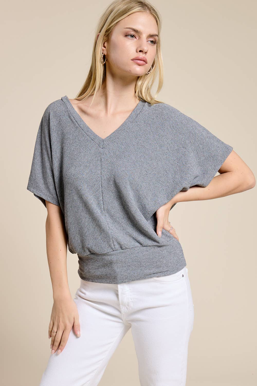Dolman Ease V-Neck Knit Top