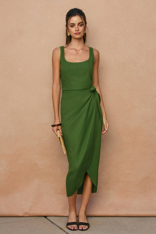 Tulip Hem Midi Wrap Dress