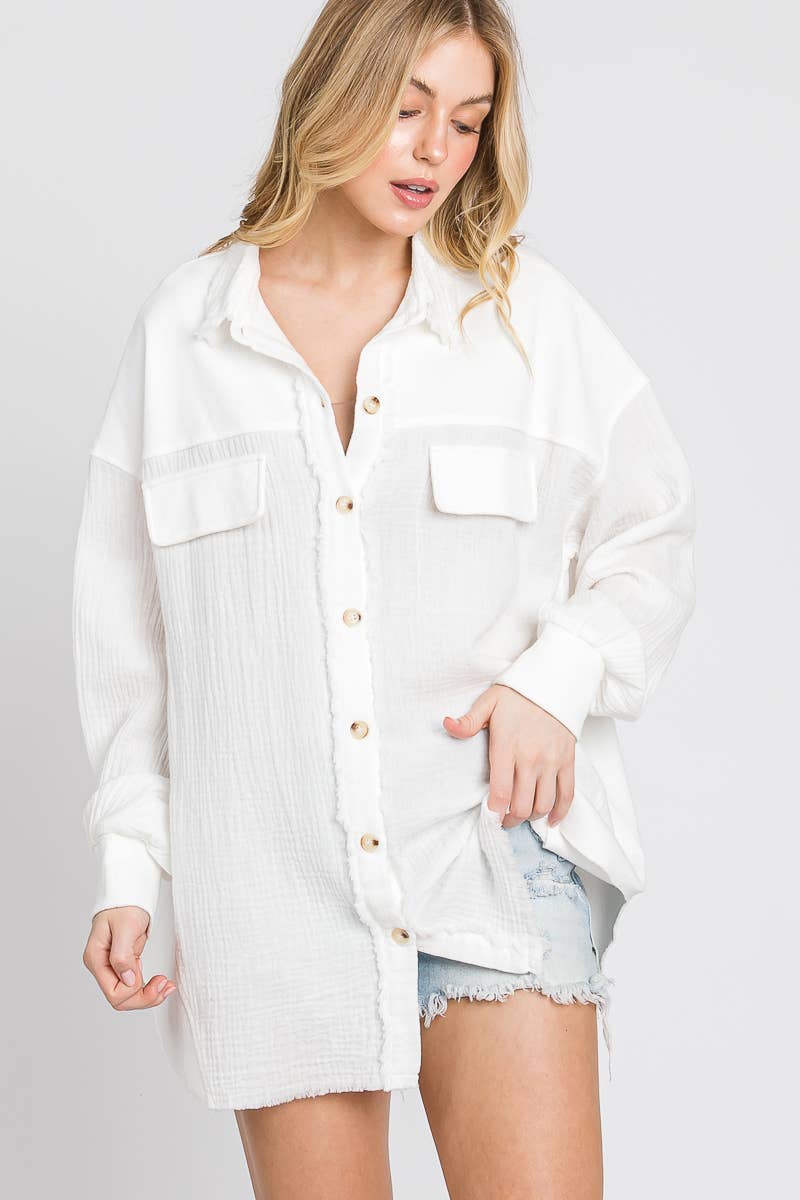 Mineral Washed Gauze Top.