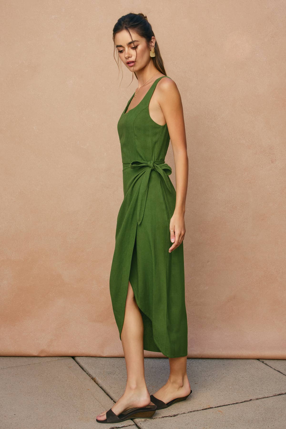 Tulip Hem Midi Wrap Dress