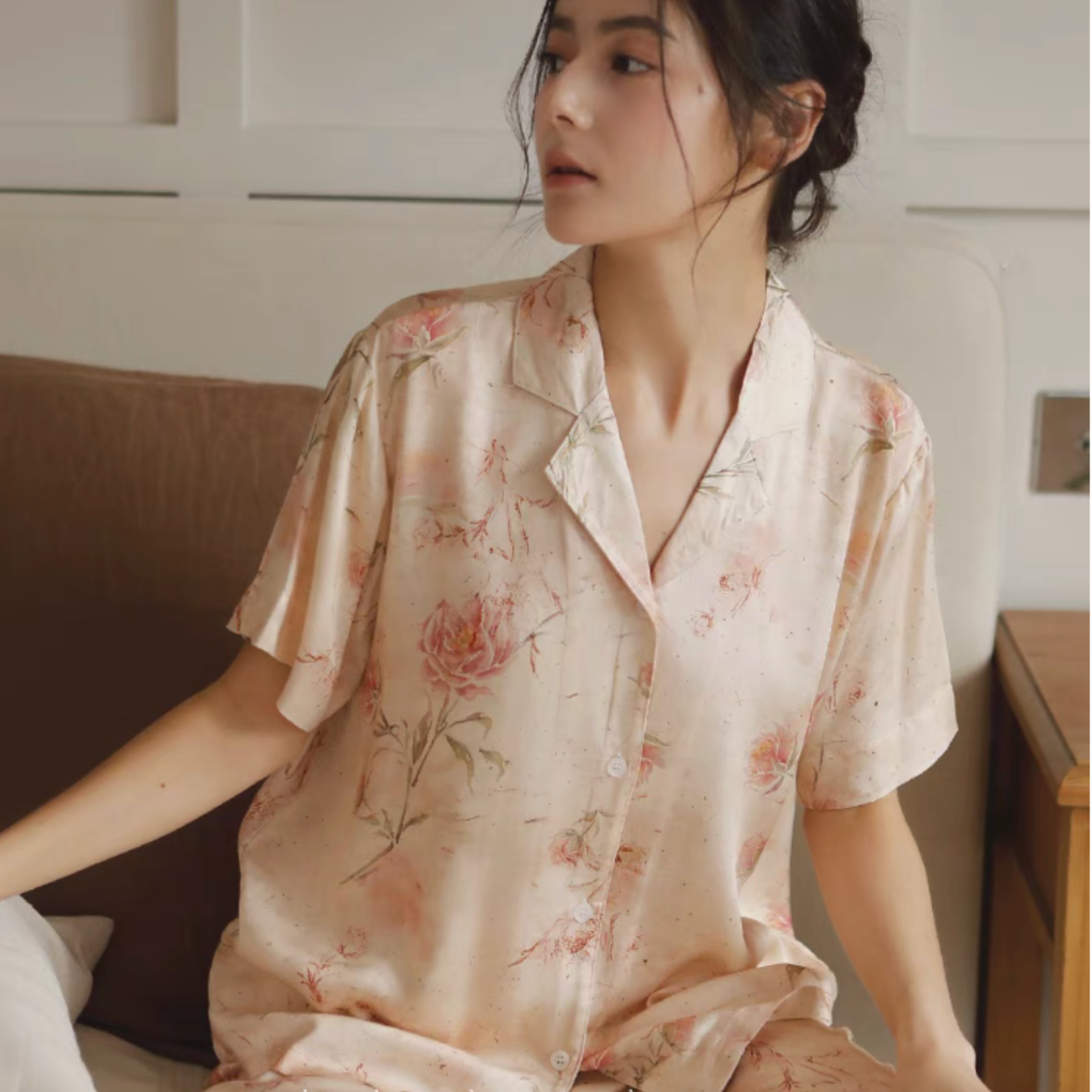 Vintage Rose Short-Sleeve Pajama Set
