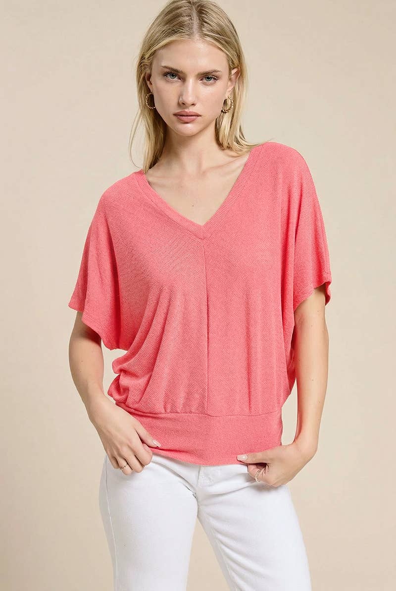 Dolman Ease V-Neck Knit Top
