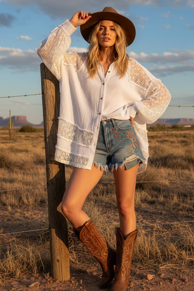 Cotton & Lace Blouse