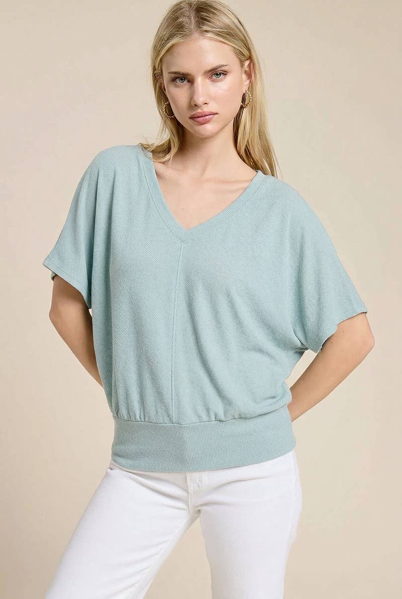 Dolman Ease V-Neck Knit Top