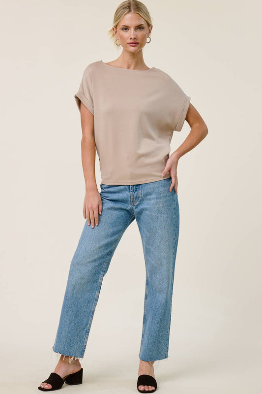 Cuff Sleeve Dolman Scuba Top