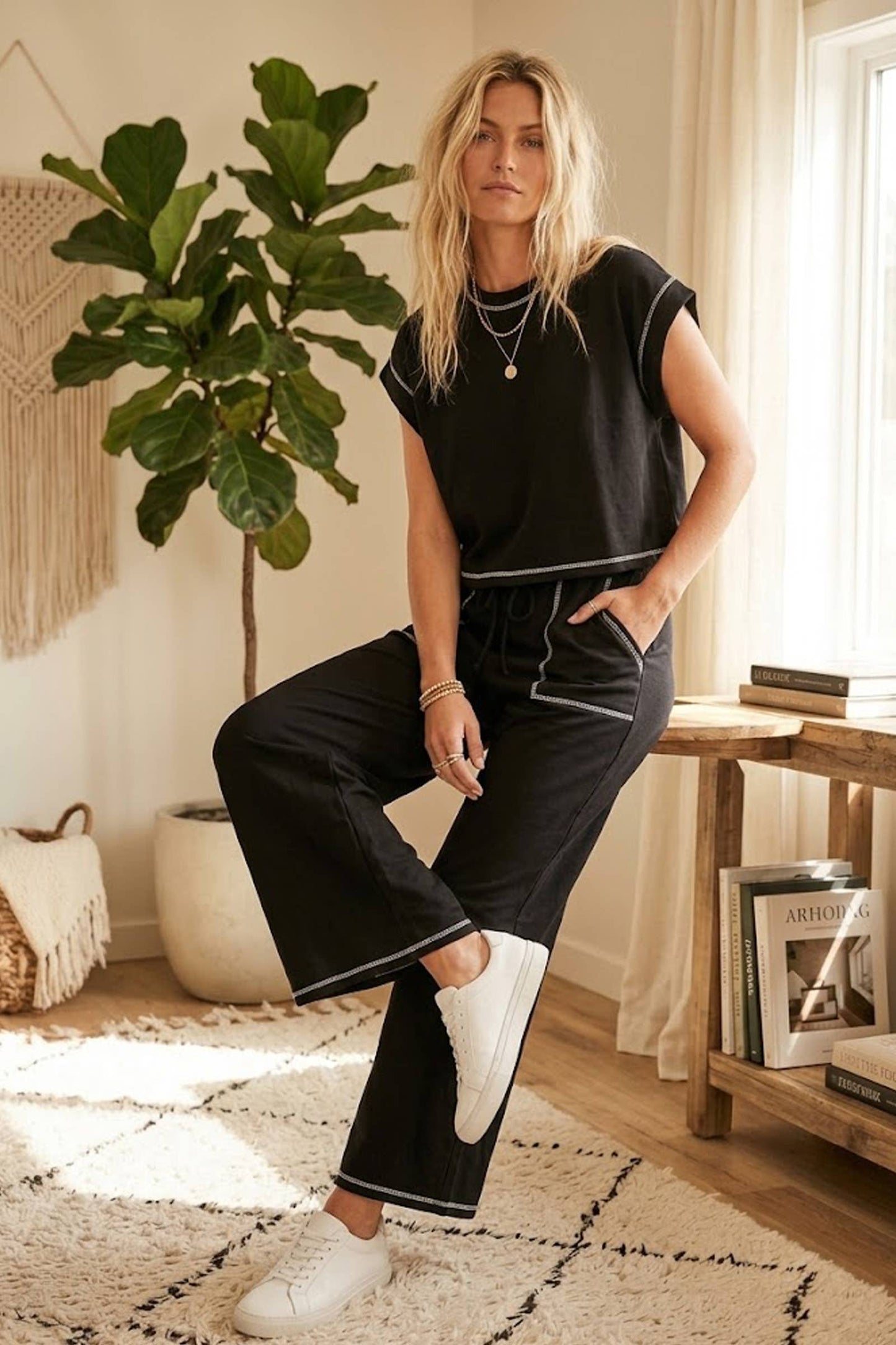 Sianne Contrast Stitch Scuba  Set