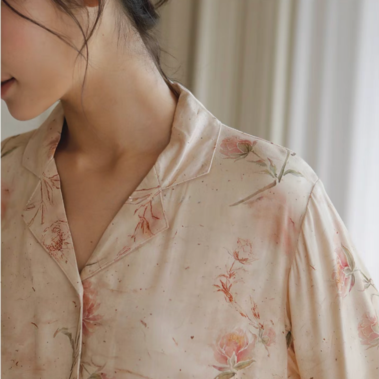 Vintage Rose Short-Sleeve Pajama Set