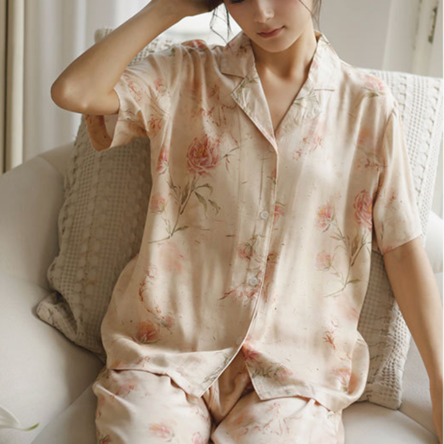 Vintage Rose Short-Sleeve Pajama Set