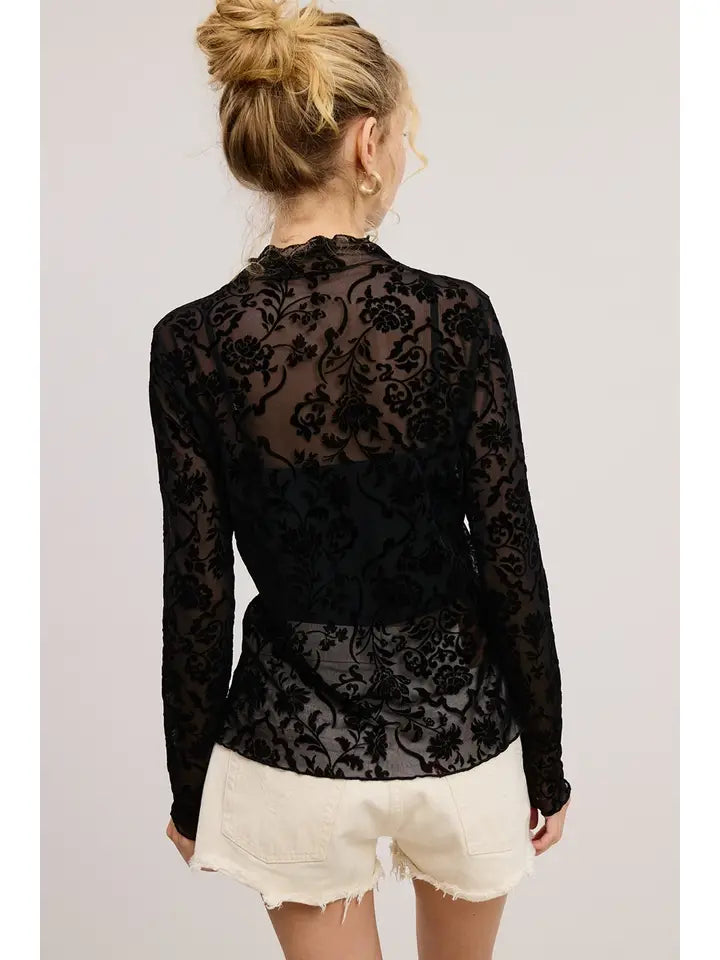 Flocked in Velvet Lace Top
